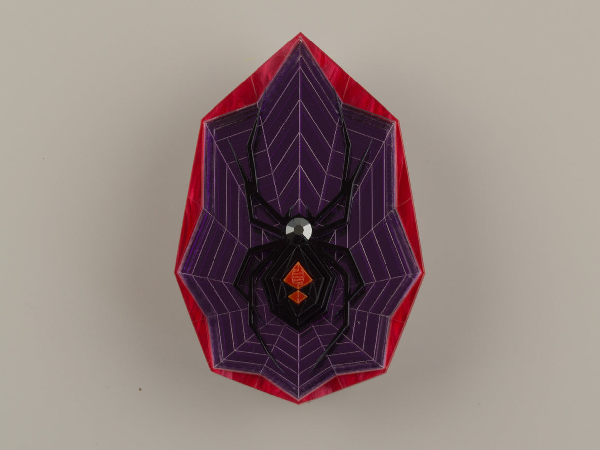 Black Widow Brooch - Scarlet Amethyst