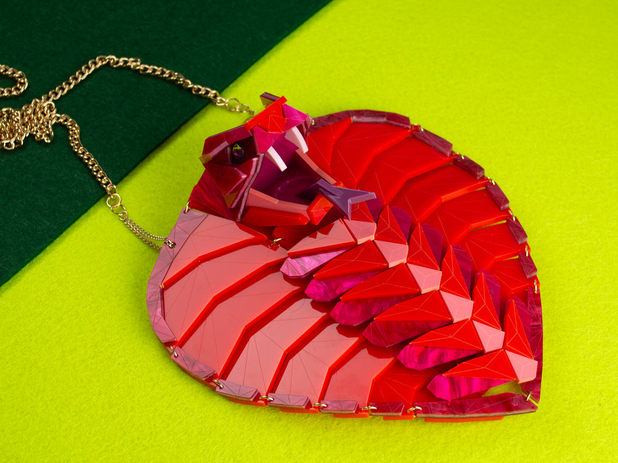 King Cobra Statement Necklace - Lunar Red