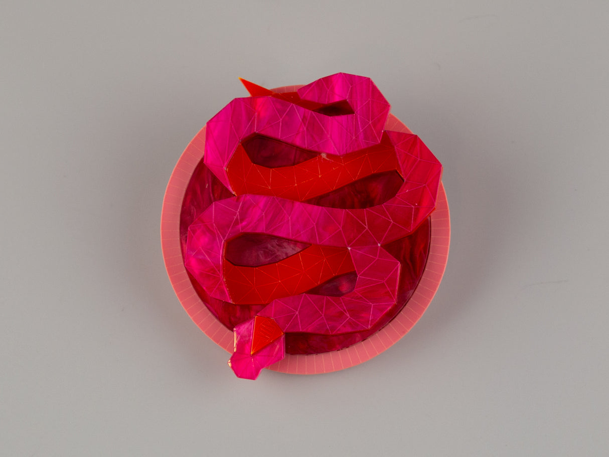 Snake Brooch - Lunar Red