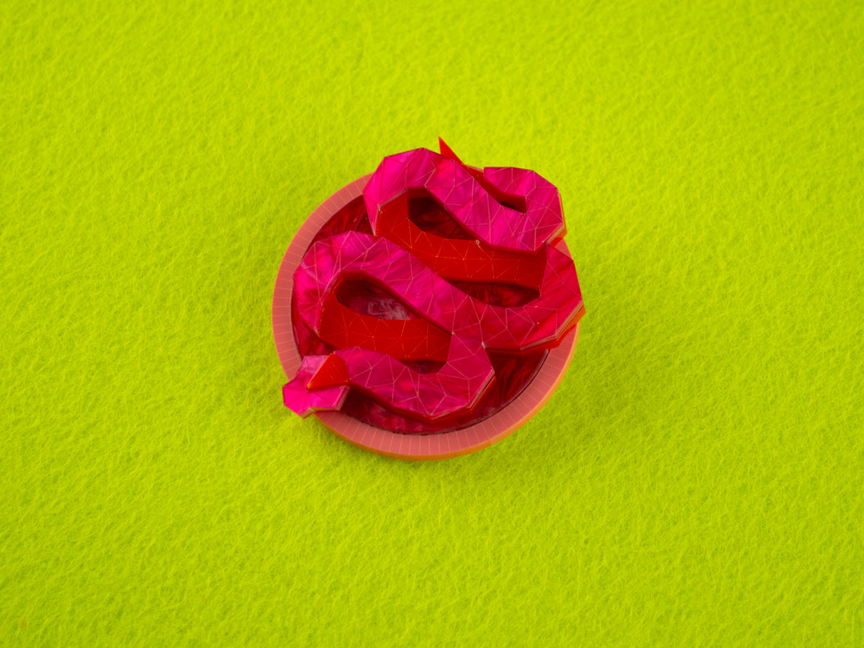 Snake Brooch - Lunar Red