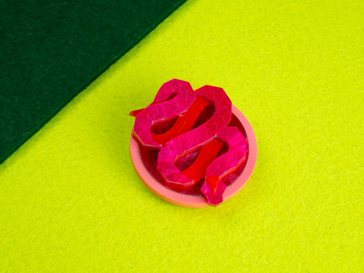 Snake Brooch - Lunar Red