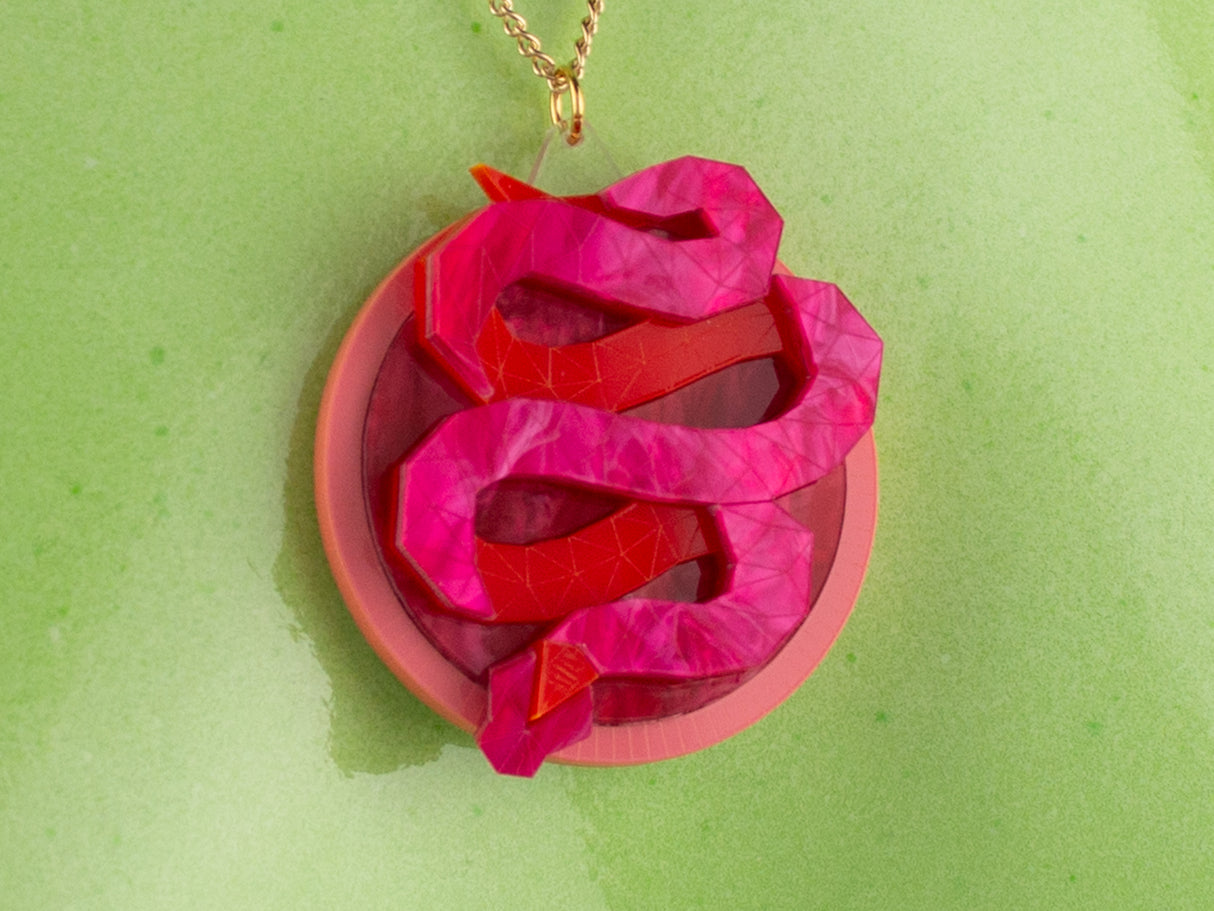 Snake Pendant - Lunar Red