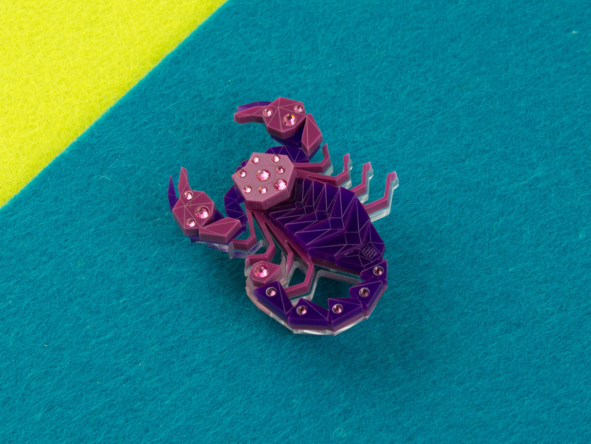 Scorpion Brooch - Orchid