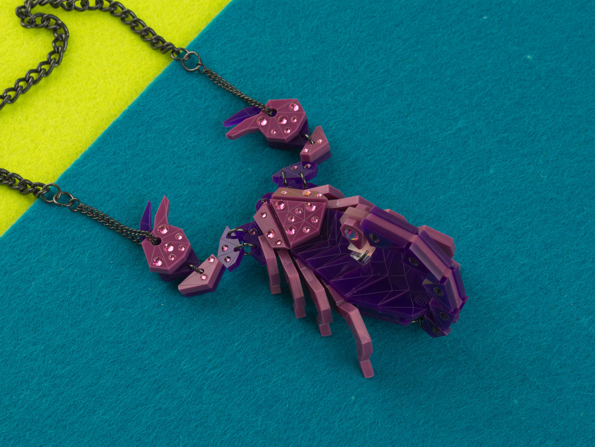 Scorpion Statement Necklace - Orchid