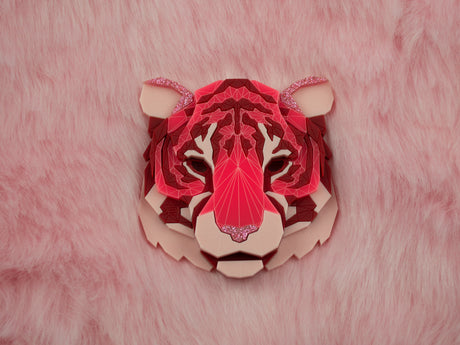 Tiger Head Brooch - Summer Crush