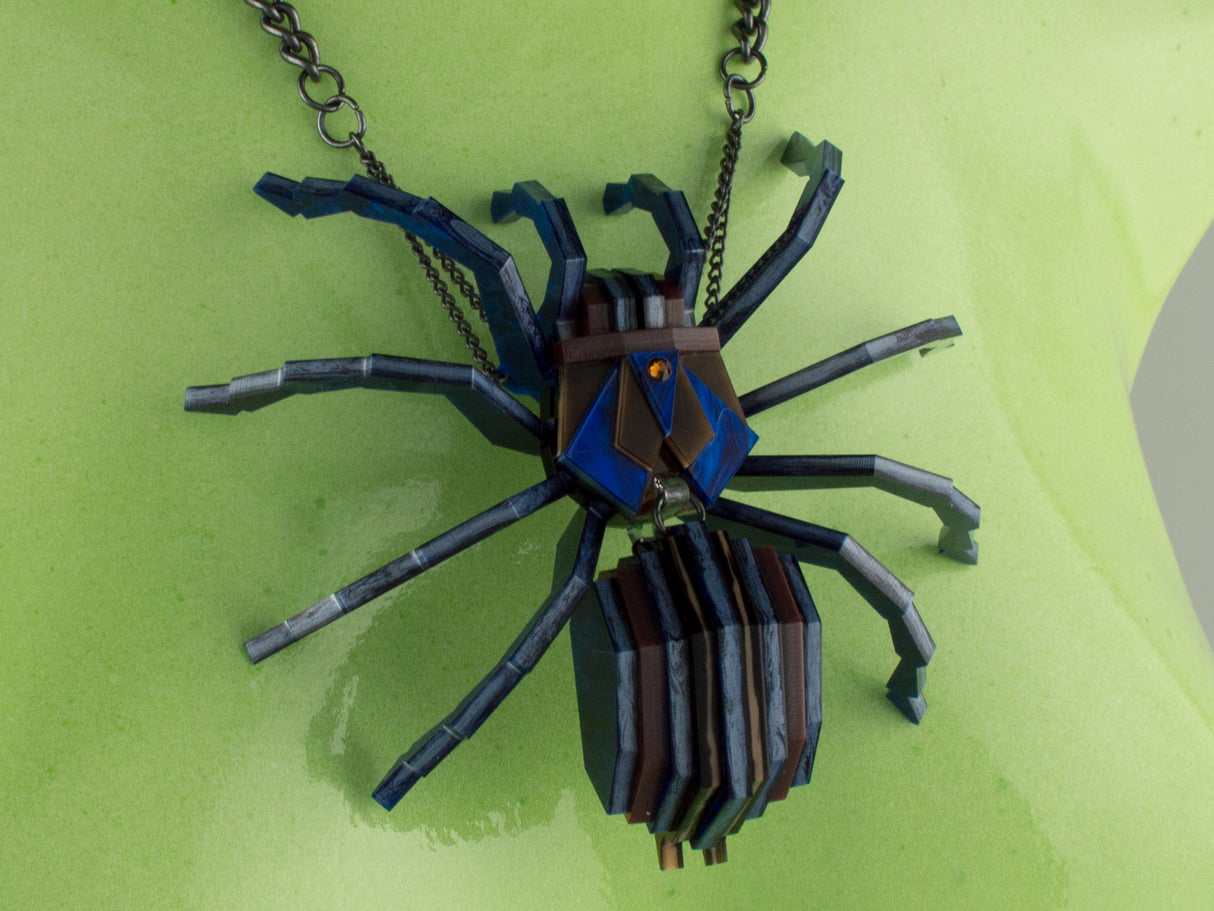 Tarantula Statement Necklace - Cobalt Blue