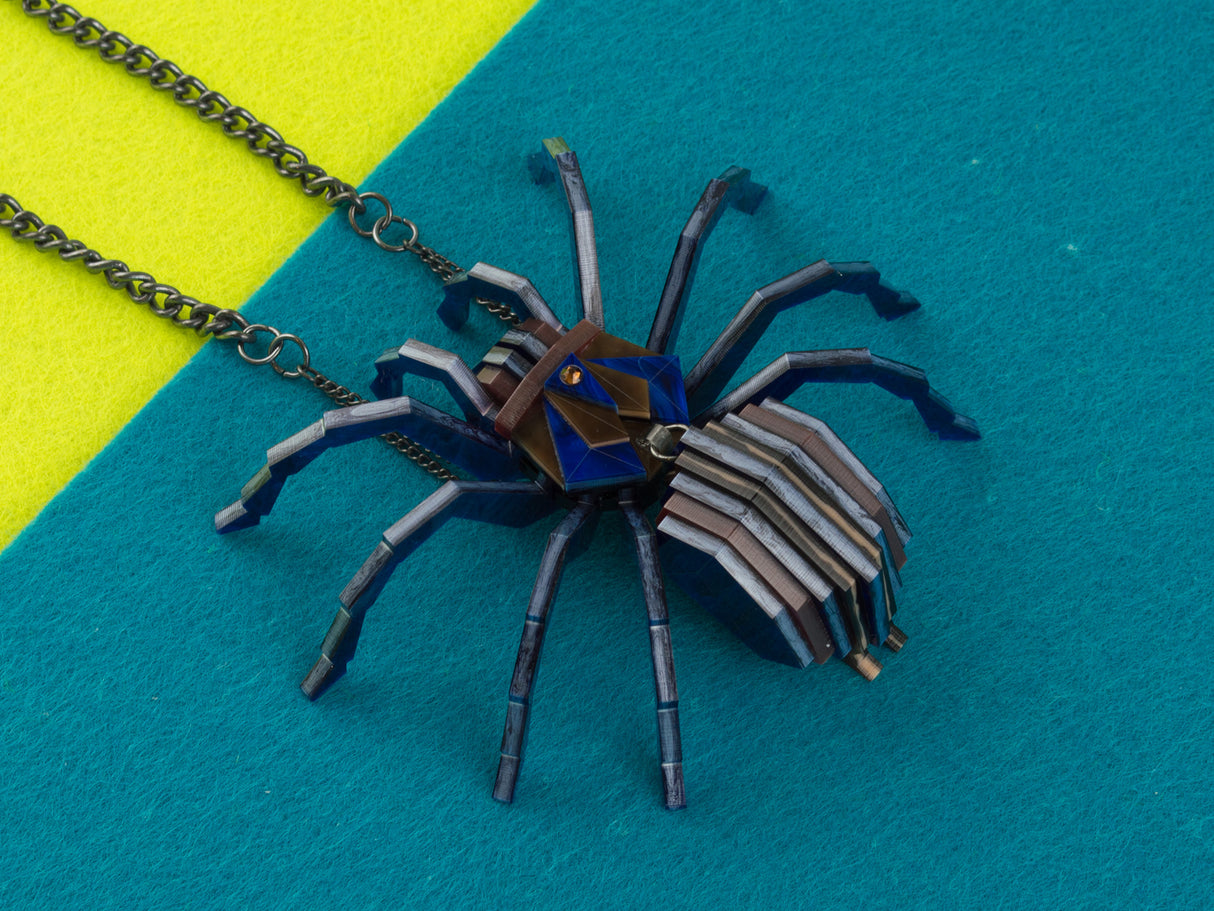 Tarantula Statement Necklace - Cobalt Blue