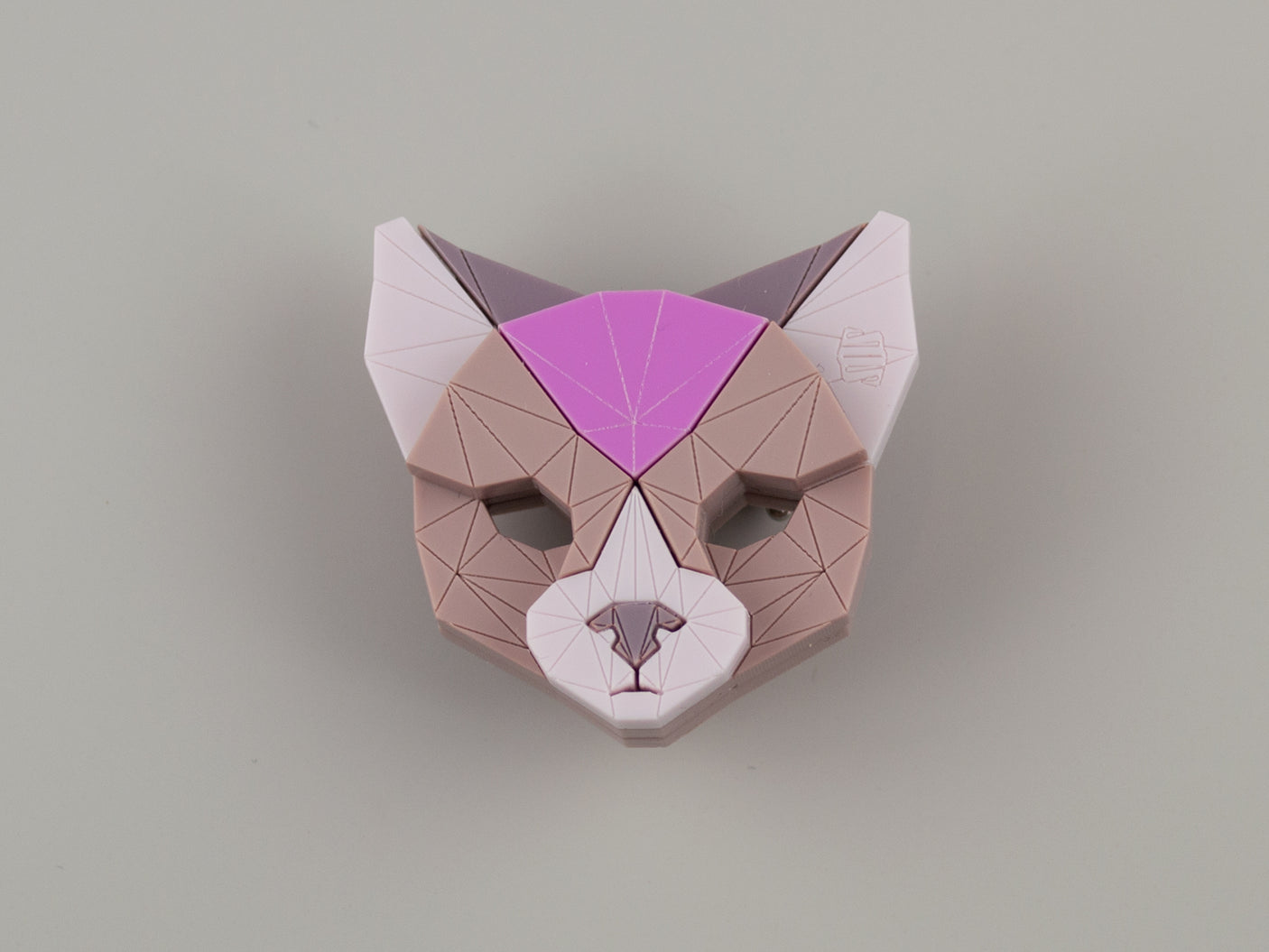 Black Cat Head Brooch - Lavender Kiss