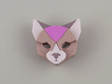 Black Cat Head Brooch - Lavender Kiss