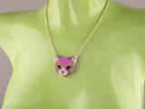 Black Cat Head Necklace - Lavender Kiss