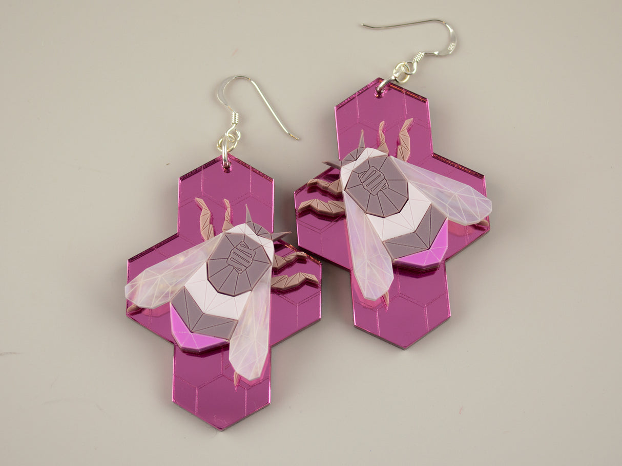 Bumblebee & Hive Earrings - Lavender Kiss