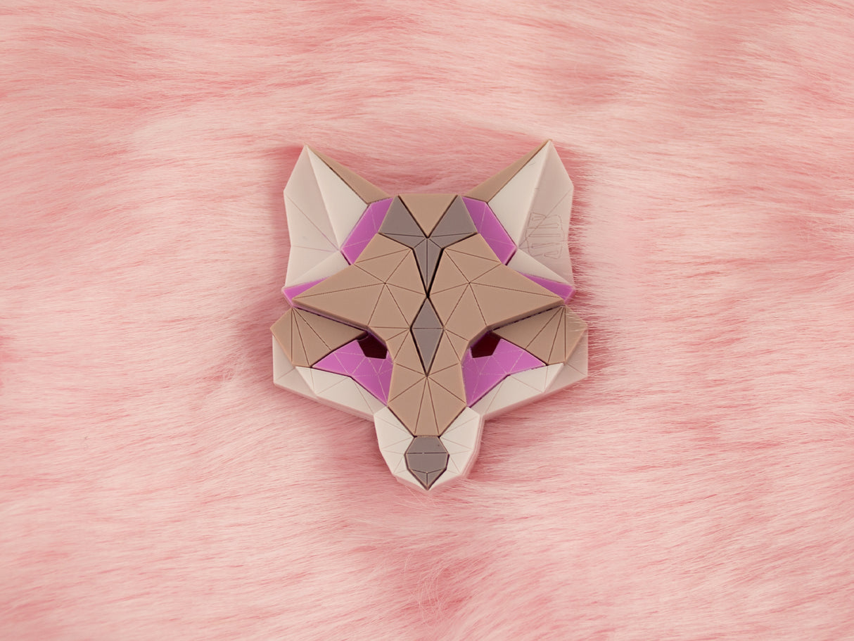 Fox Head Brooch - Lavender Kiss