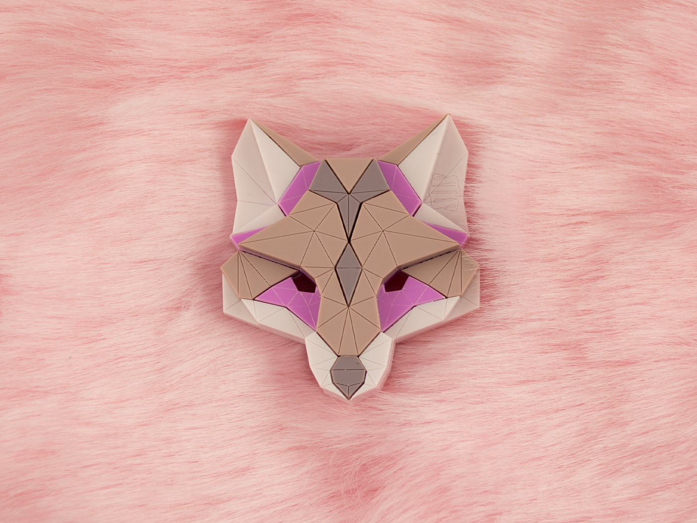 Fox Head Brooch - Lavender Kiss