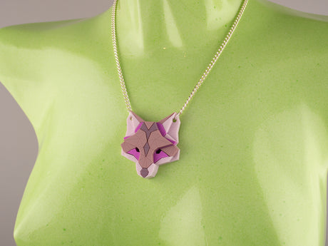 Fox Head Necklace - Lavender Kiss