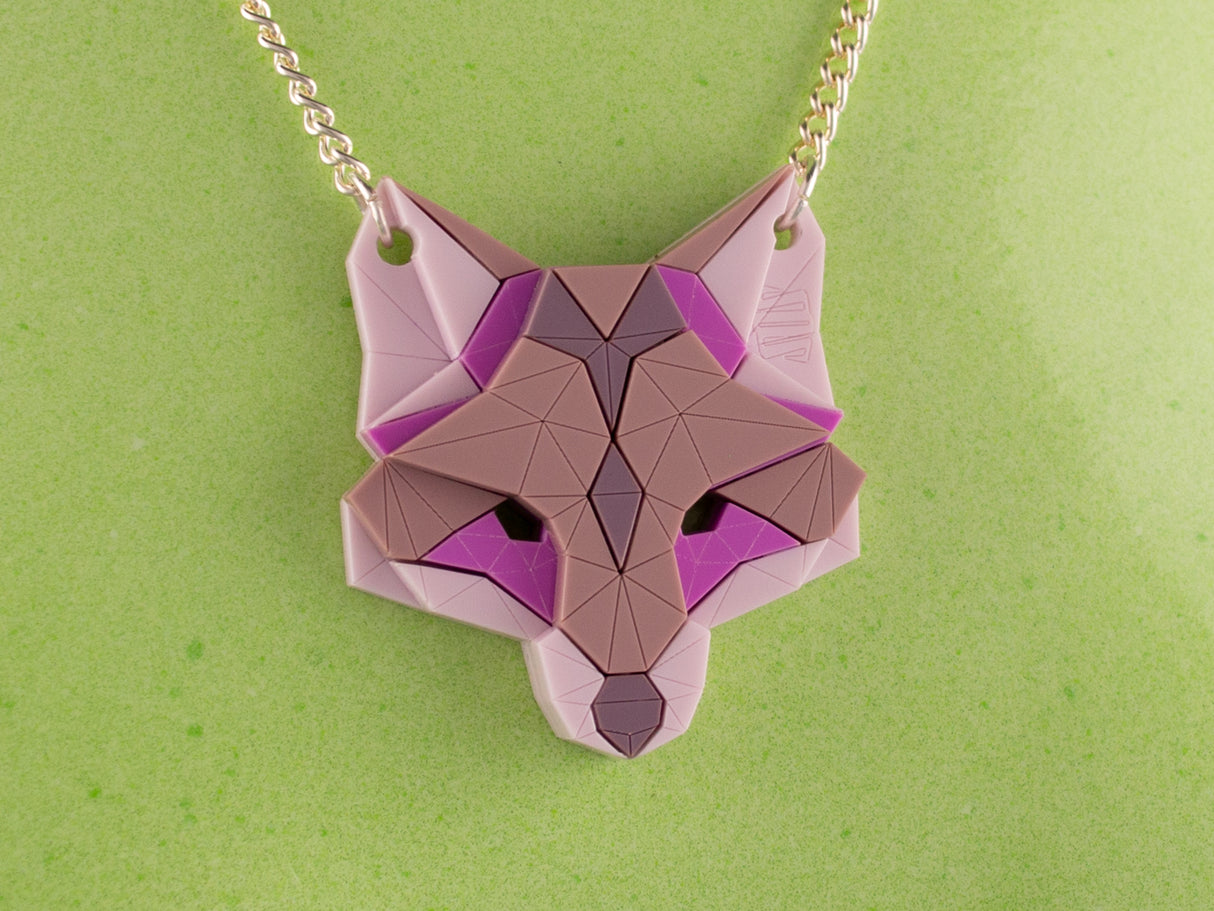 Fox Head Necklace - Lavender Kiss