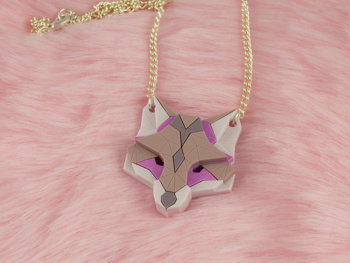 Fox Head Necklace - Lavender Kiss