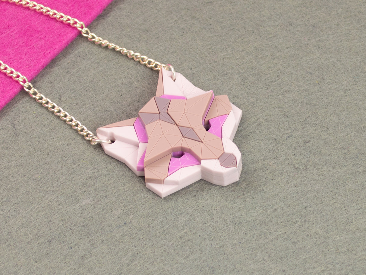 Fox Head Necklace - Lavender Kiss