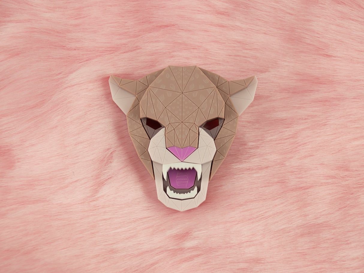 Jaguar Head Brooch - Lavender Kiss