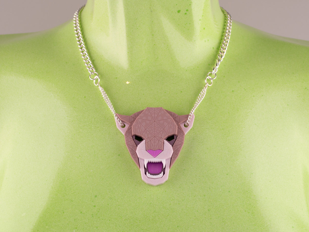 Jaguar Head Necklace - Lavender Kiss