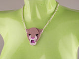 Jaguar Head Necklace - Lavender Kiss