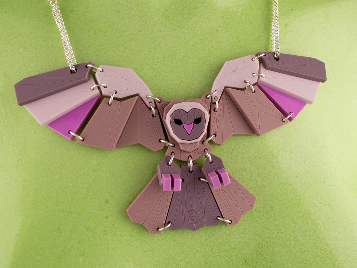 Owl Necklace - Lavender Kiss