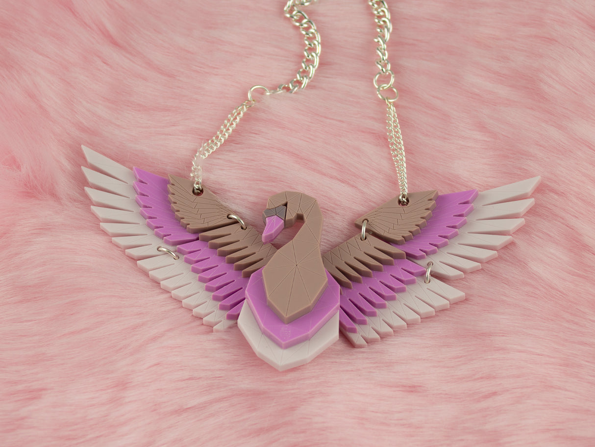 Swan Statement Necklace - Lavender Kiss