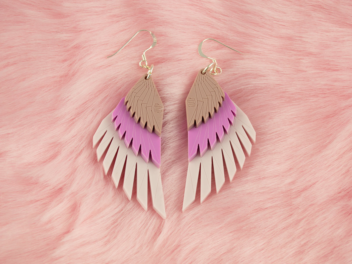 Swan Wing Earrings - Lavender Kiss