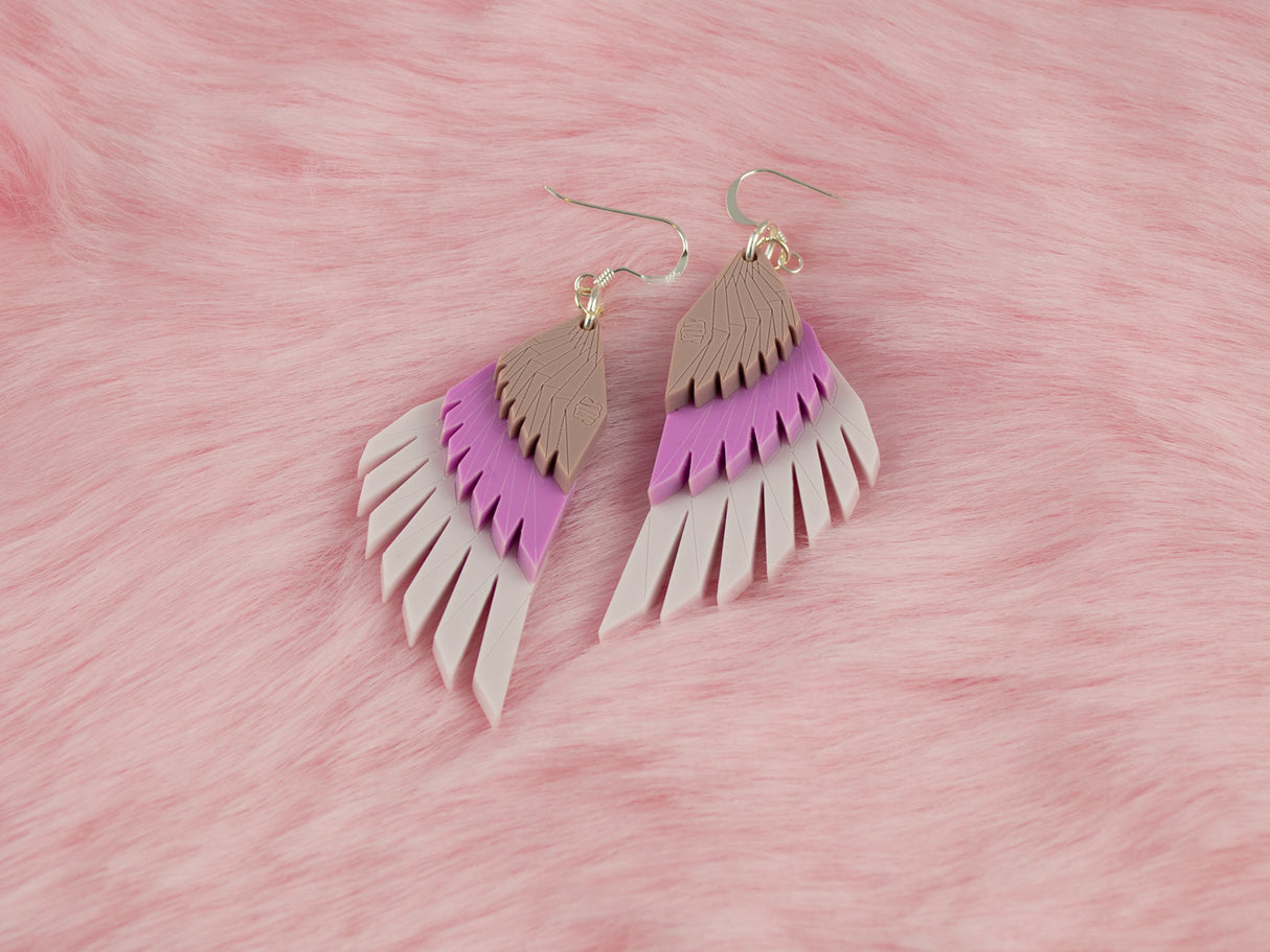 Swan Wing Earrings - Lavender Kiss