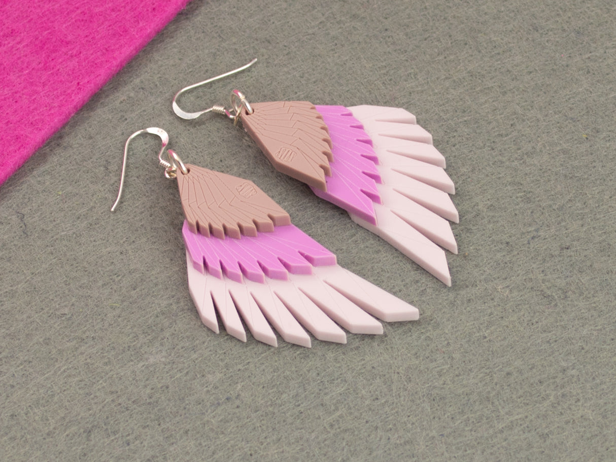 Swan Wing Earrings - Lavender Kiss