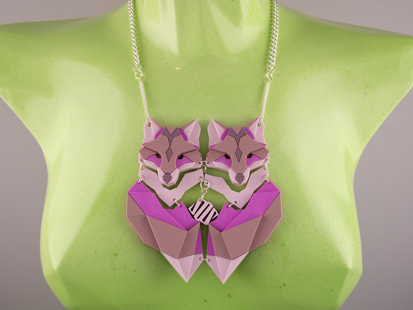 Twin Fox Necklace - Lavender Kiss