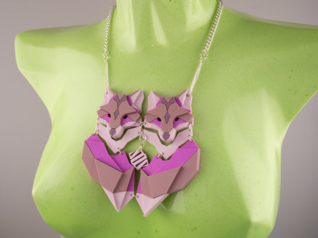 Twin Fox Necklace - Lavender Kiss