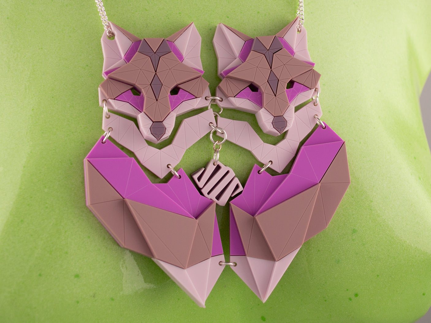 Twin Fox Necklace - Lavender Kiss