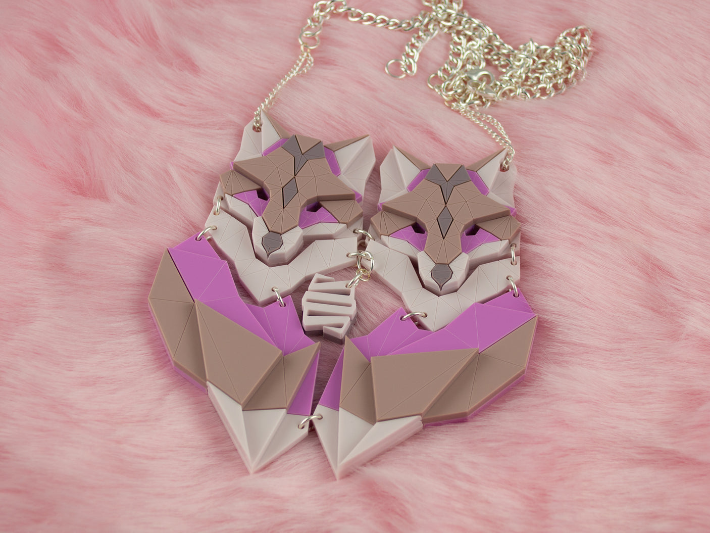 Twin Fox Necklace - Lavender Kiss