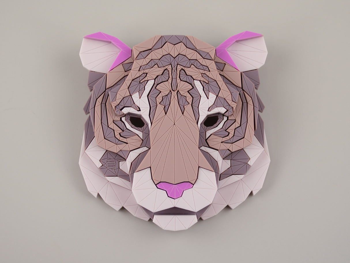 Tiger Head Brooch - Lavender Kiss