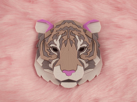 Tiger Head Brooch - Lavender Kiss