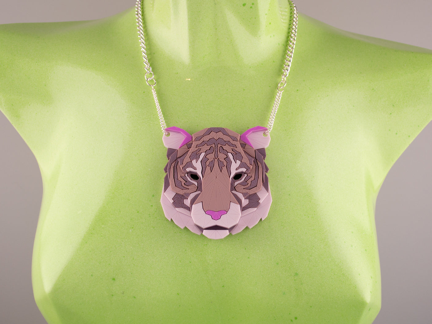 Tiger Head Necklace - Lavender Kiss