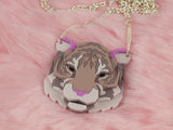 Tiger Head Necklace - Lavender Kiss