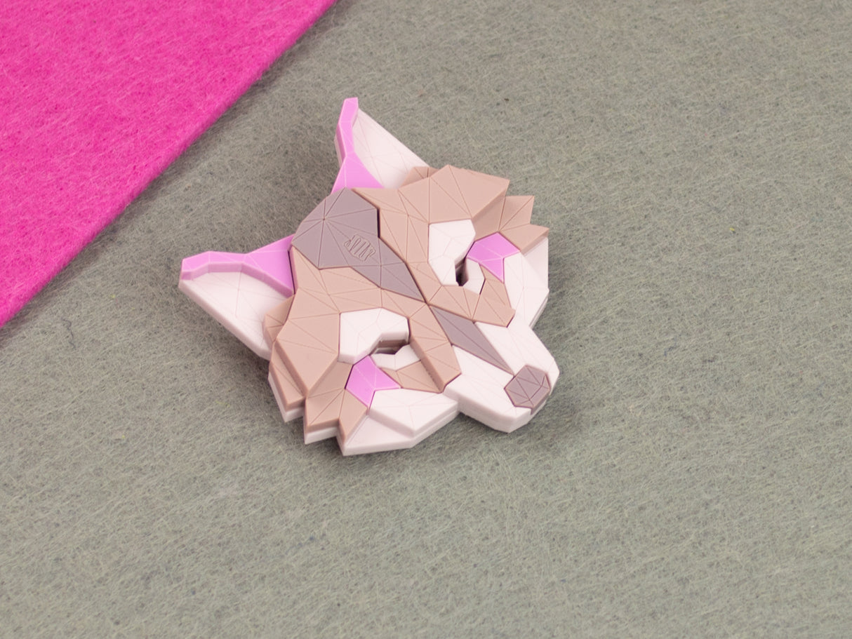 Wolf Head Brooch - Lavender Kiss