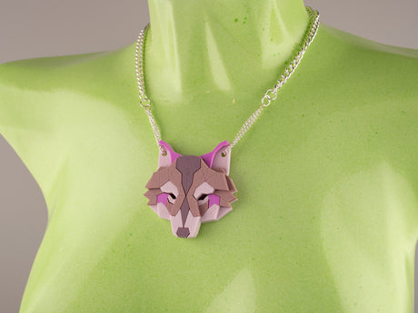 Wolf Head Necklace - Lavender Kiss