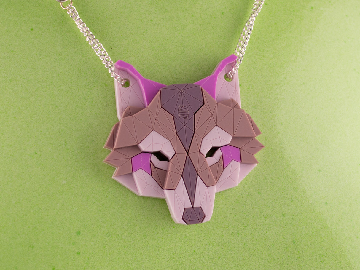 Wolf Head Necklace - Lavender Kiss