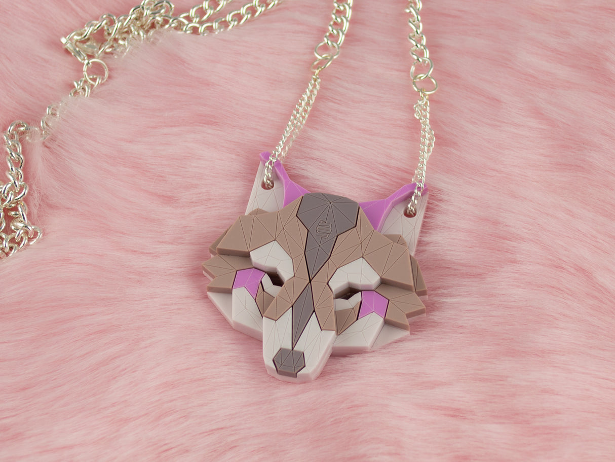 Wolf Head Necklace - Lavender Kiss