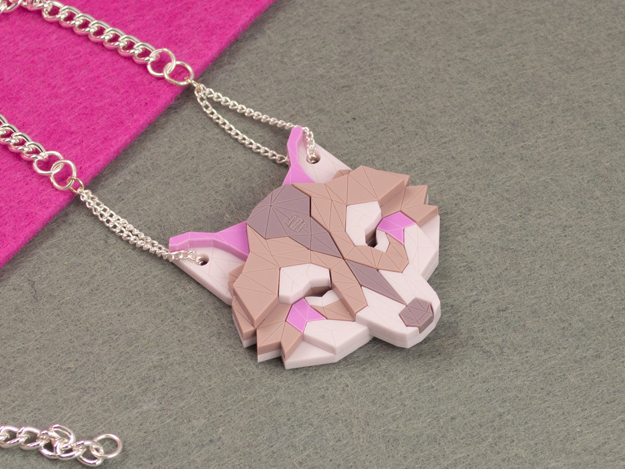 Wolf Head Necklace - Lavender Kiss