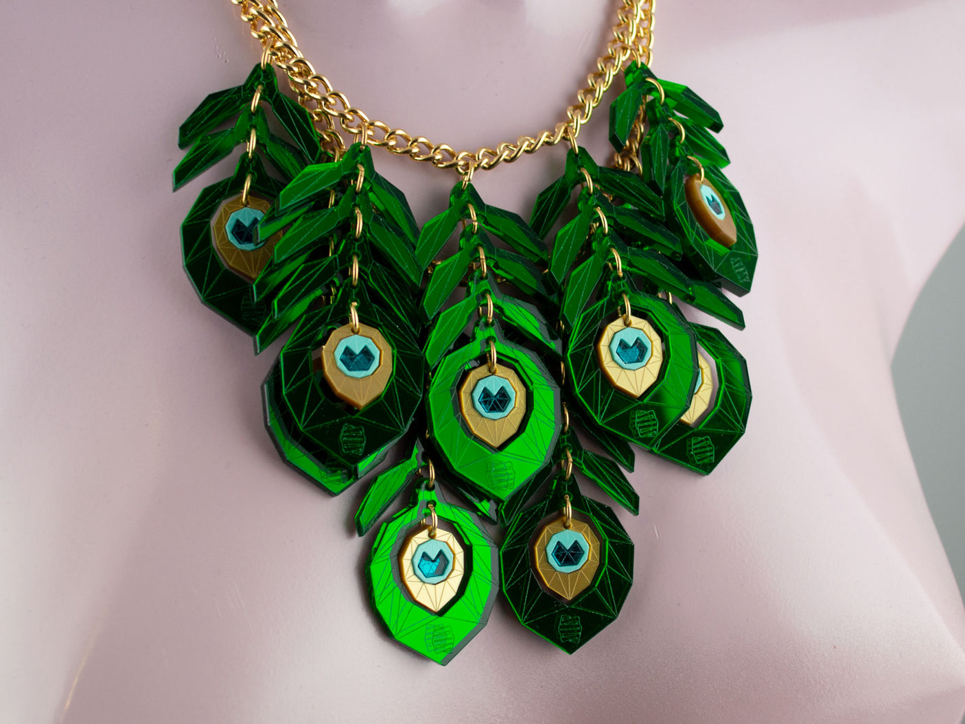 Peacock Feather Statement Necklace