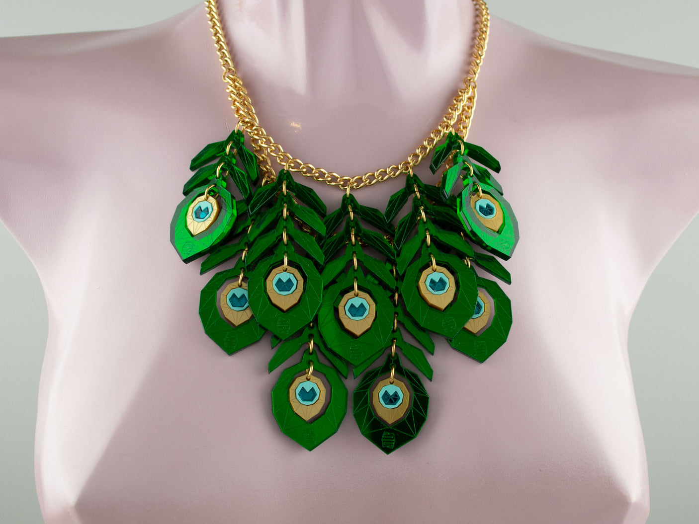 Peacock Feather Statement Necklace