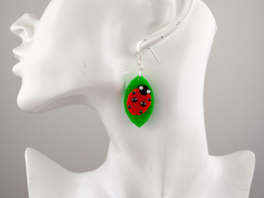 Sterling silver miraculous ladybug on sale earrings