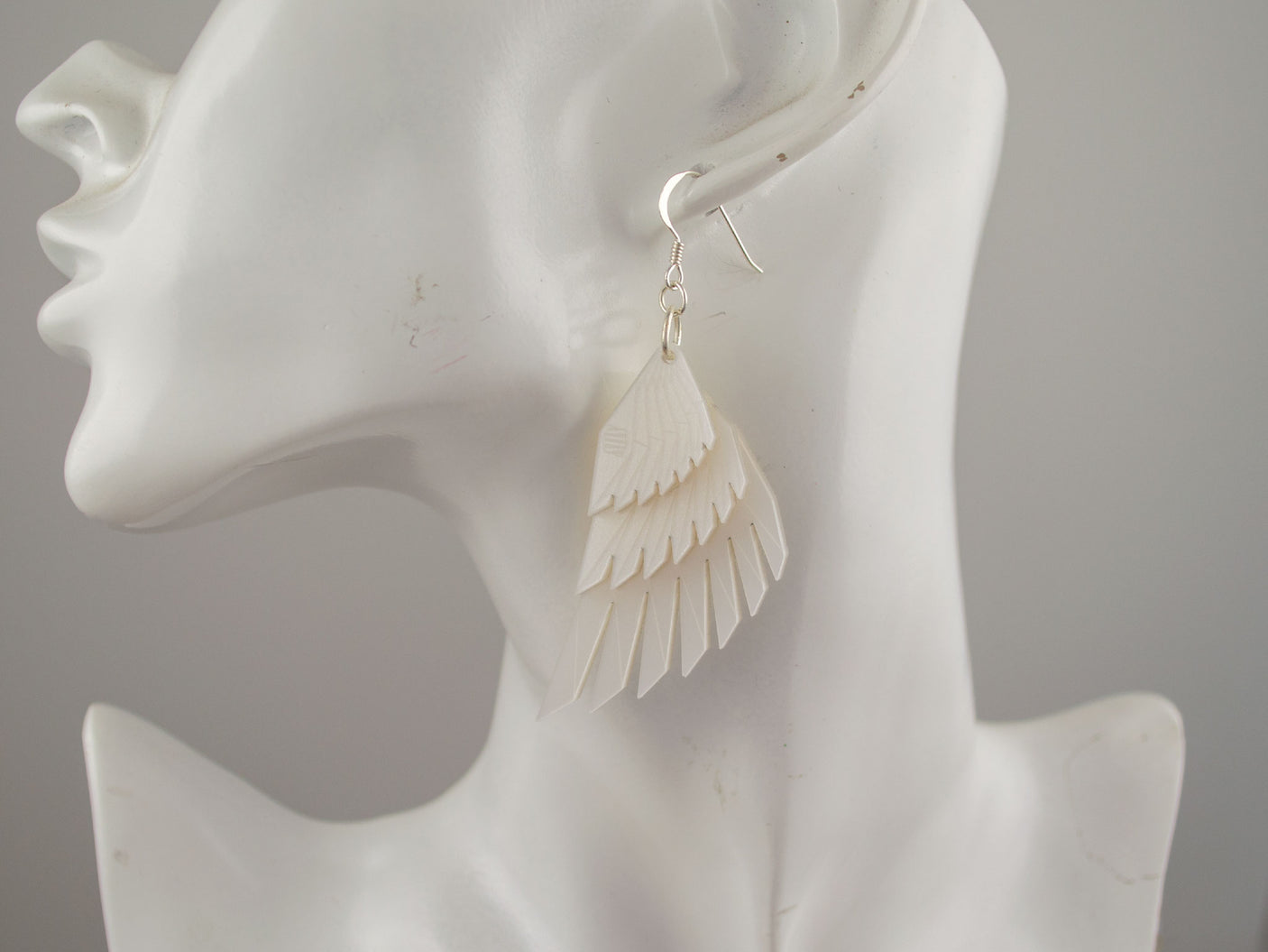 White Swan Wing Earrings