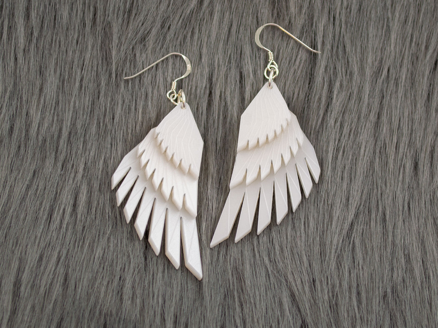 White Swan Wing Earrings